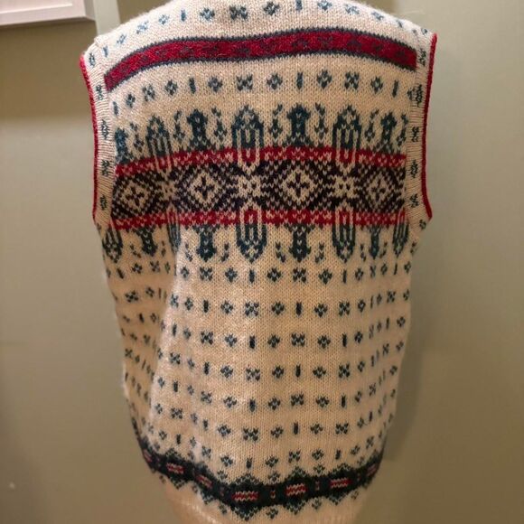 Vintage L.L. Bean Men's Sweater Vest Nordic Print Wool Blend Made in USA Size L - Picture 2 of 8